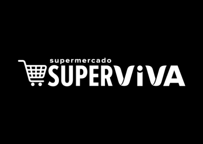 Logotipo supermercado versão monocromática invertida